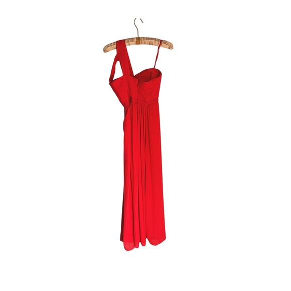 BCBGMAXAZRIA Jamille One-Shoulder Chiffon Evening Gown Red Berry 0 Formal Event - Picture 5 of 10